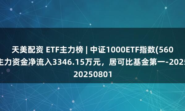 天美配资 ETF主力榜 | 中证1000ETF指数(560010)主力资金净流入3346.15万元，居可比基金第一-20250801