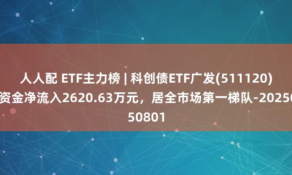 人人配 ETF主力榜 | 科创债ETF广发(511120)主力资金净流入2620.63万元，居全市场第一梯队-20250801