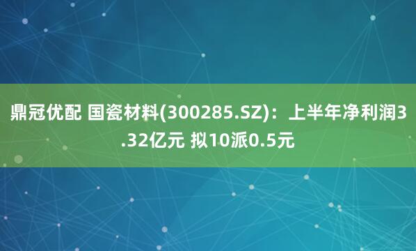 鼎冠优配 国瓷材料(300285.SZ)：上半年净利润3.32亿元 拟10派0.5元