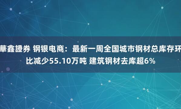 華鑫證券 钢银电商：最新一周全国城市钢材总库存环比减少55.10万吨 建筑钢材去库超6%