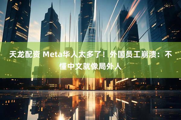 天龙配资 Meta华人太多了!外国员工崩溃:不懂中文就像局外人