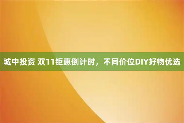 城中投资 双11钜惠倒计时，不同价位DIY好物优选