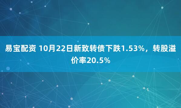 易宝配资 10月22日新致转债下跌1.53%，转股溢价率20.5%